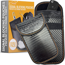 2x Car Key Signal Blocker Faraday Pouch Case - Fob Keyless RFID Blocking Cage