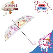 35" Transparent Sweet Dreams Auto Umbrella, Wipeable Fabric Girls School Gift