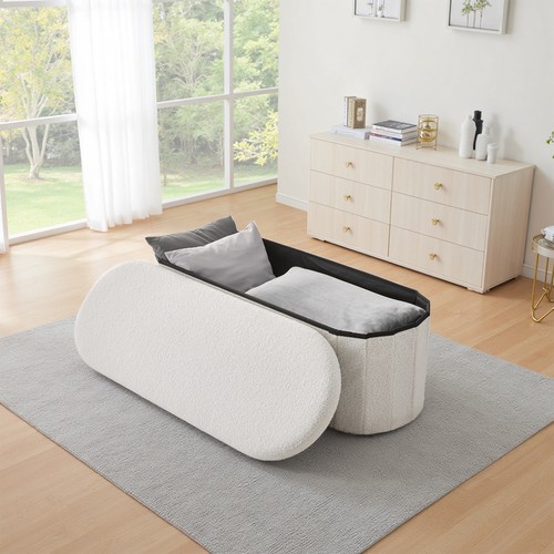 White folding ottoman storage - folding,