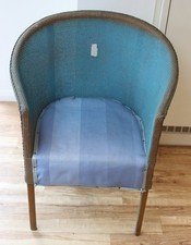 Vintage blue wicker tub chair, after Lloyd Loom