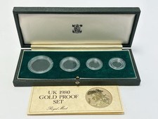 1980 Royal Mint Four-Coins Set Gold Proof Box, Capsules & COA UK *No Coins Inc*