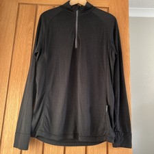 DHB 100% Merino Wool Black Long Sleeve Cycling Jersey 1/4 zip large 