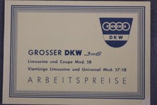 DKW Work Price List DKW 3=6"