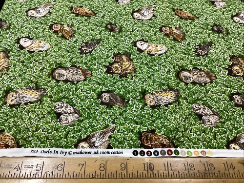 Makower 703 owls - on, ivy-100%
