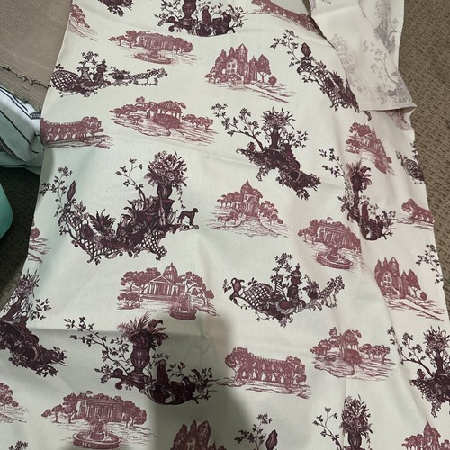 Toile burgundy cream cotton - cream,