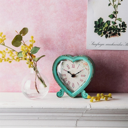 Turquoise heart mantel - mantel, clock