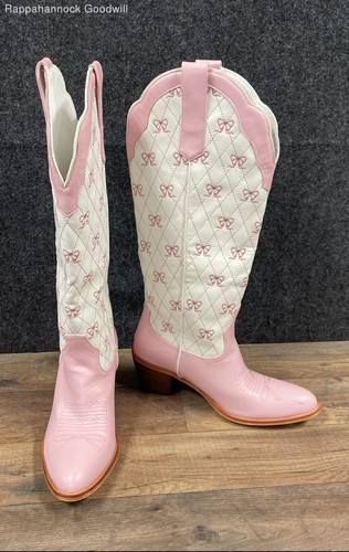Pink white bow embroidered - pink,
