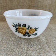 Phoenix Opalware Bowl Milk Glass Pyrex Yellow Rose Vintage Retro England Mixing