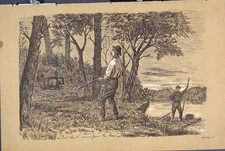 Original Old Antique Print