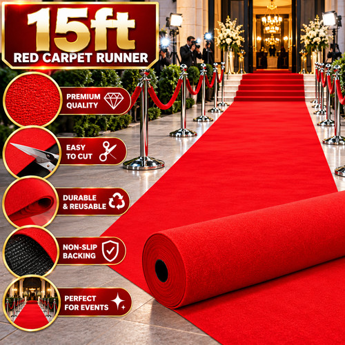 15ft red carpet runner - runner, fabric