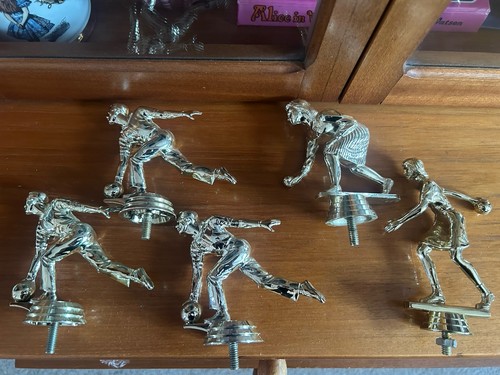 Gold plastic bowling trophy - plastic,