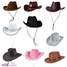 Cowgirl Cowboy Hat Adult Fancy Dress Mens Ladies Western Wild West Accessory