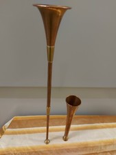 ANTIQUE FOX HUNTING AND POST HORNS TWO COPPER HORN WITH MOUTH PIECE 