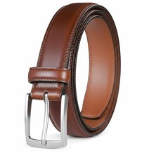 Mens Genuine Leather Belt Real Belts New Buckle For Jeans Trouser Black Brown UK