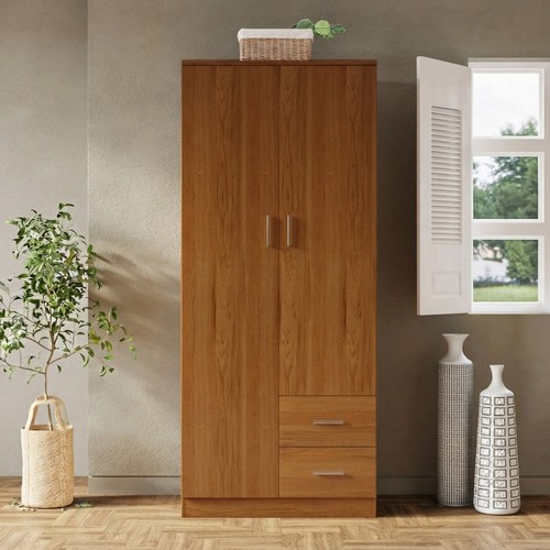 Compact oak wardrobe with - oak,