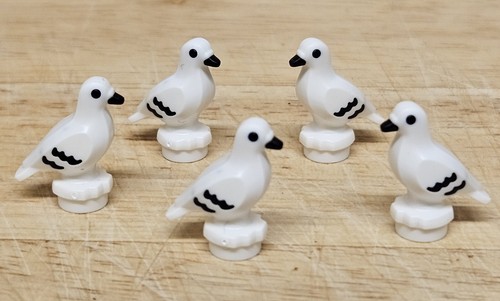 Lego pigeons white animals - x5,