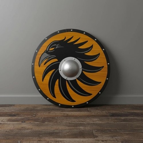 Viking raven shield wooden - 24",