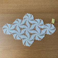 Vintage Handmade Crochet Lace Doily | Diamond Shape | White Cotton | 39 x 24 cm