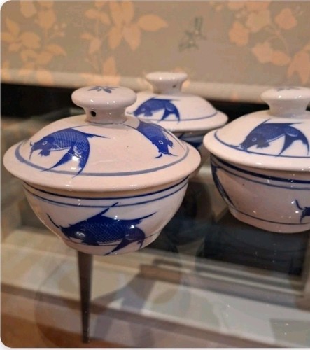 Vintage hand painted blue - hand,