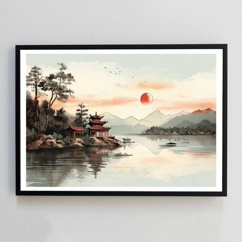 Japanese landscape watercolour - japanese,