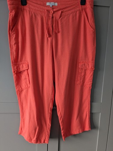 Coral linen crop trousers size - linen,