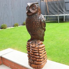 Owl Garden Statue Solid Oak