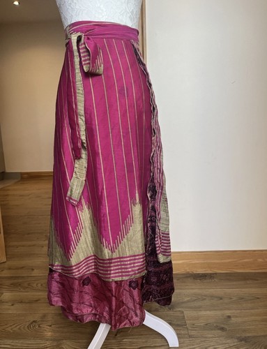 Pink long silk skirt maxi - silk,