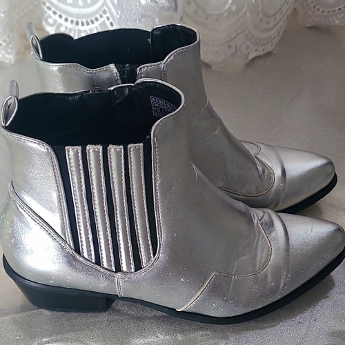 Silver ankle boots pointed toe - silver,