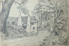 Antique 1866 Pencil sketch of