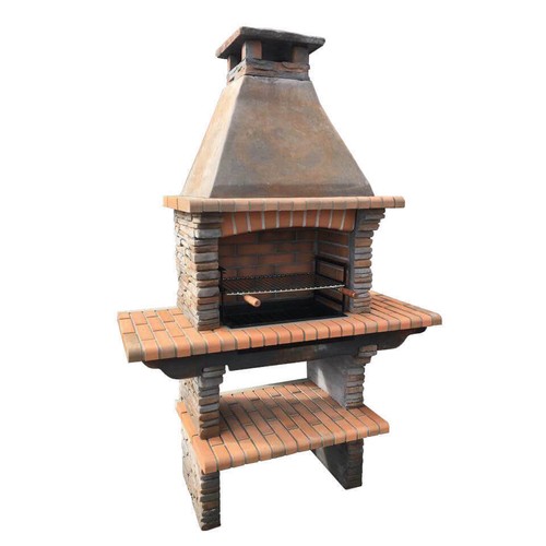 Grey stone masonry barbecue - grey,