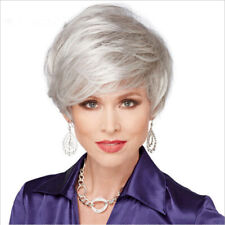 Grey Classic Synthetic Hair Wigs Women Ladies Wig Short Straight Silver