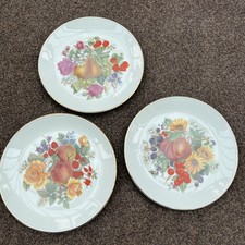Vintage Fenton English Bone China Played (3)  26 Cms Diameter Floral Fruits