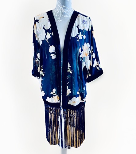 Parisian navy floral fringed - parisian,