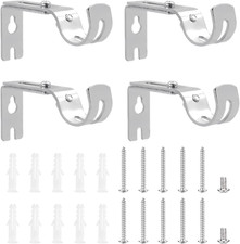 4 Pcs Curtain Pole Brackets Heavy Duty, Adjustable Curtain Rod Brackets for 25Mm
