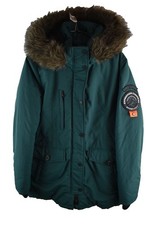 SUPERDRY Everest Blue Parka Coat size Uk 14 Womens Full Zip Hooded Winter Jcaket