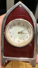 Rare Victorian 1896 Sterling Silver 8day Lancet Red Enamel London Boudoir Clock