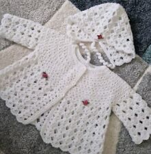 Hand Crocheted Baby Matinee Coat And Bonnet 0-3mths