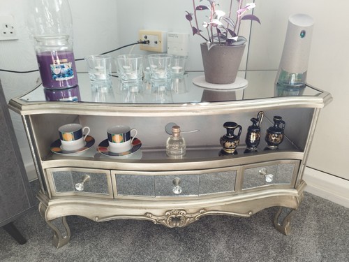 Mirrored silver glass top - silver, tv