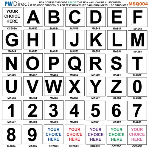 Sign custom letter number - letter,