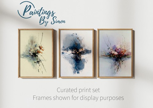 Modern abstract triptych art - modern,