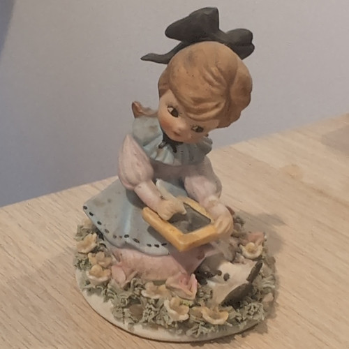 Porcelain girl figurine floral - porcelain,