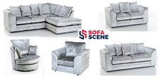 Velvet Silver Corner Sofa Original Glitz Armchair 3 2 Seater Plush Cosy Zinc Set
