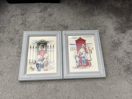 Pair vintage framed cross - pair,
