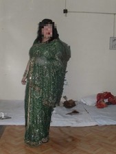 Green Beaded Sari Size 16 Pre Sewn Indian