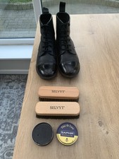 Black Leather Ammo Parade Dress Boots with quality brushes and polish 