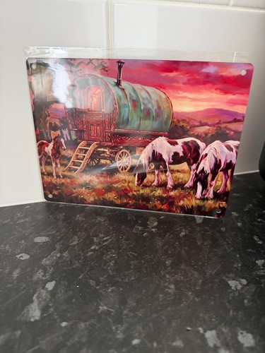 Sunset gypsy vardo - sunset, horses