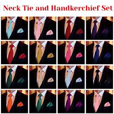 Mens Neck Tie & Pocket Square Hanky Set Wedding Reception Birthday Anniversary