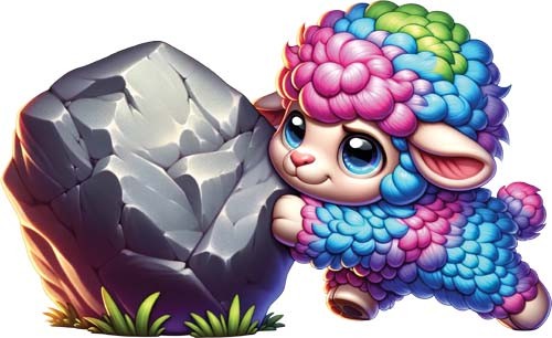 Colourful baby sheep wall - baby, art
