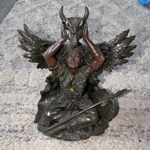 Native american warrior statue - native,