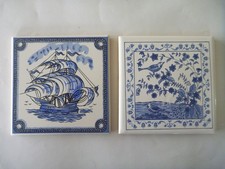2 Blue Tile Coaster - 11 cm -